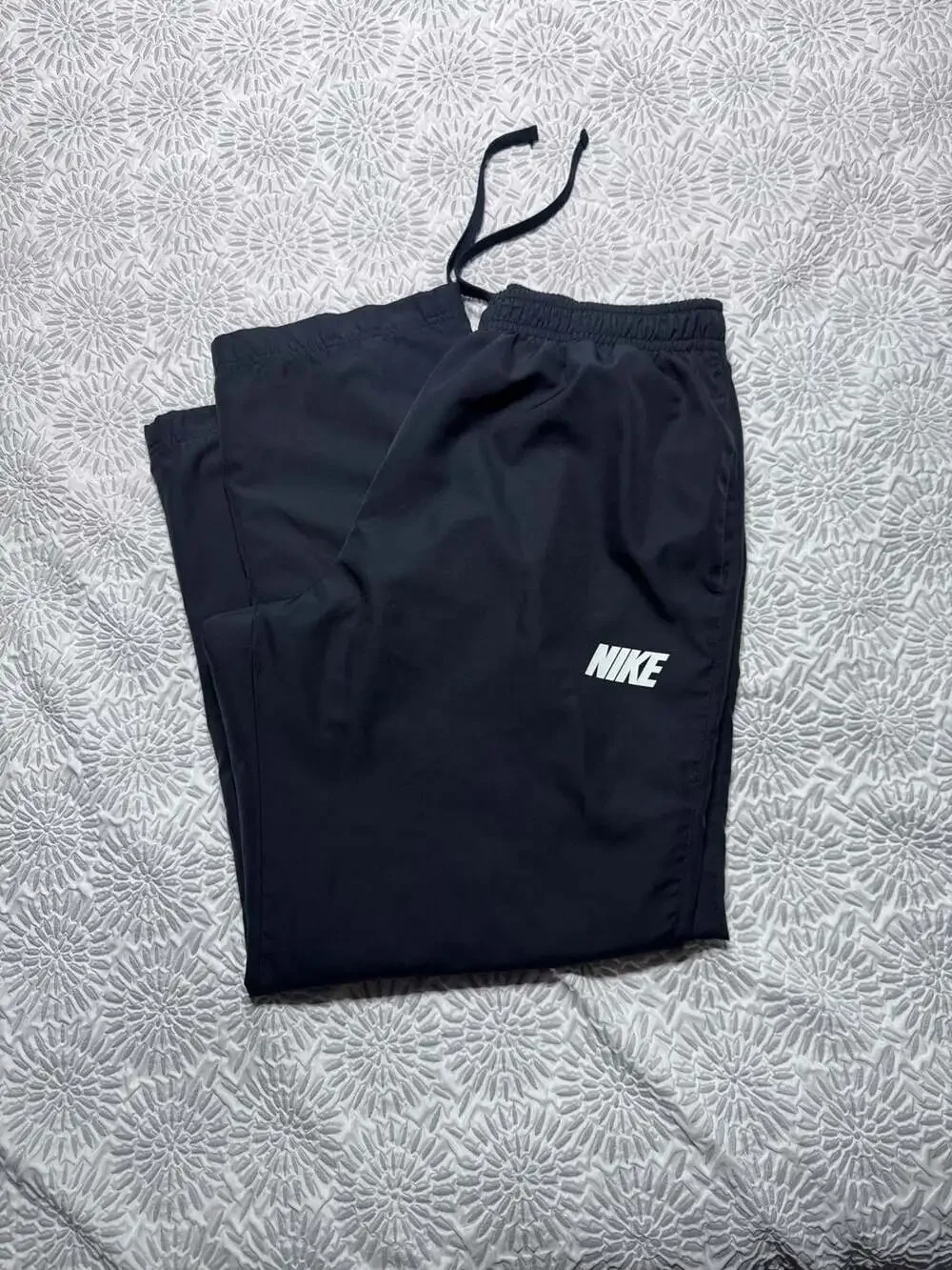 Nike Men's Dark Navy XL Nylon Track Pants with Ankle Zips